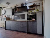 Cucina lineare industriale grigio Collezione esclusiva Ccuian industrial piano legno e ante ossido  a soli 4490