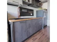 Cucina lineare industriale grigio Collezione esclusiva Ccuian industrial piano legno e ante ossido  a soli 4490
