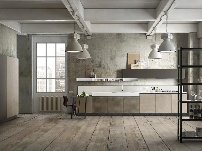 Cucina lineare in laminato opaco bianca Miami 3 a prezzo ribassato