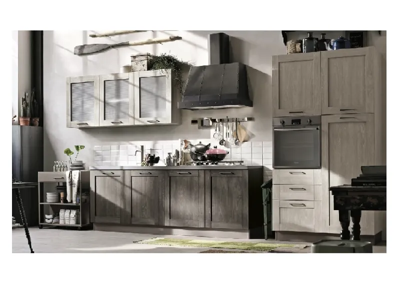 Cucina Stosa industriale lineare rovere moro in laminato materico City