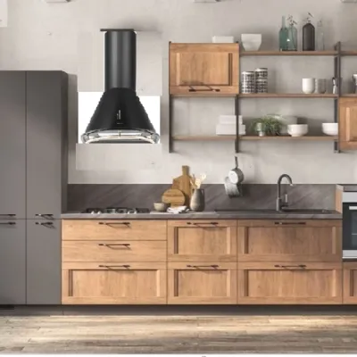 Cucina industriale rovere chiaro Nuovi mondi cucine lineare  cucina river indsutrial moderna   in offerta