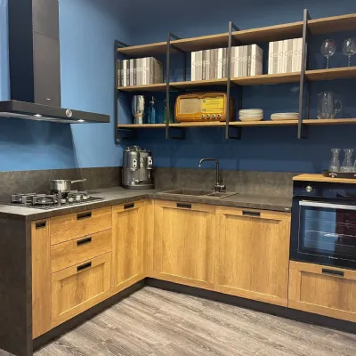 Cucina industriale rovere chiaro Scavolini ad angolo Sax scontata