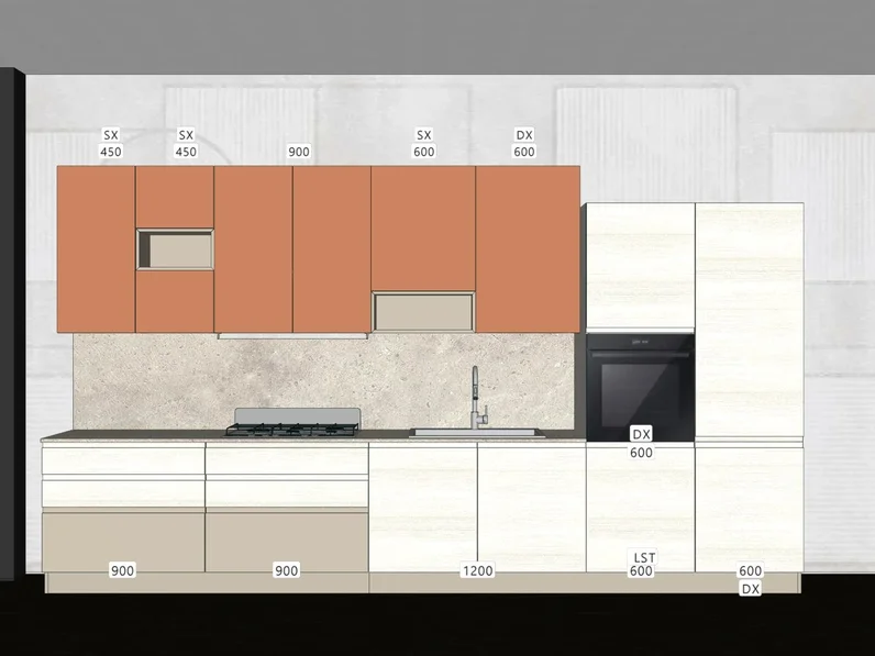 Cucina arancione moderna lineare Jay feel Creo a soli 7000 Euro