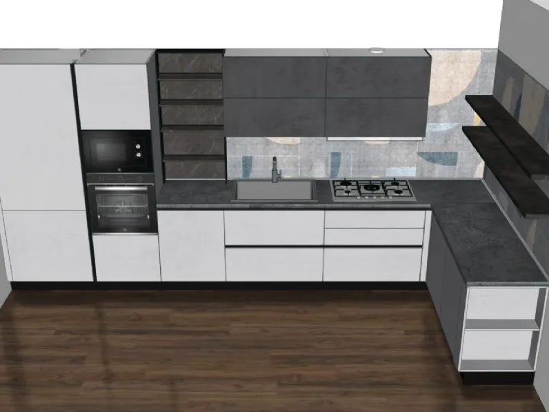Cucina bianca moderna ad angolo Creo Jey a soli 8000 Euro