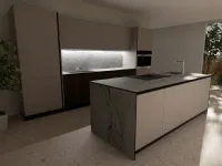Cucina con isola in laminato opaco tortora Kali 12 a prezzo scontato