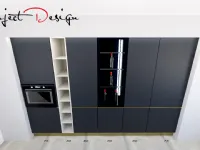 Cucina con isola in laminato opaco antracite Kali a prezzo ribassato
