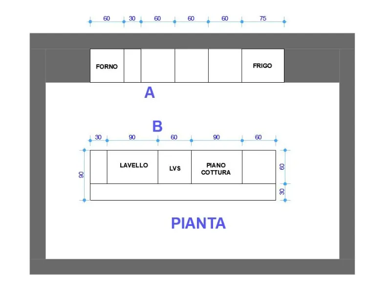 Cucina con isola in laminato opaco antracite Kali a prezzo ribassato