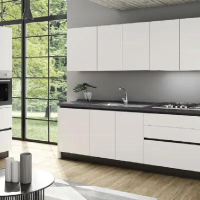 Cucina Kuadra cucine moderna lineare bianca in laccato opaco Flat 1