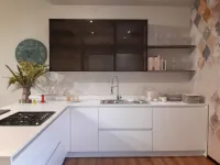 Cucina Line bianco opaco moderna bianca con penisola Euromobil