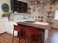 Cucina Line bianco opaco moderna bianca con penisola Euromobil