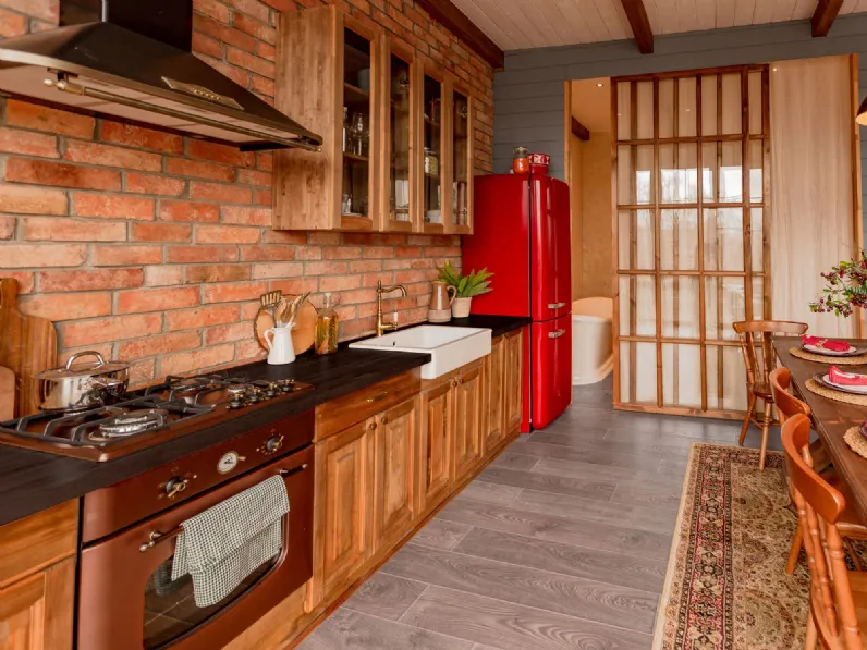 Cucina Artigianale Mobilike Carol in legno e altri colori. Lineare, americano.