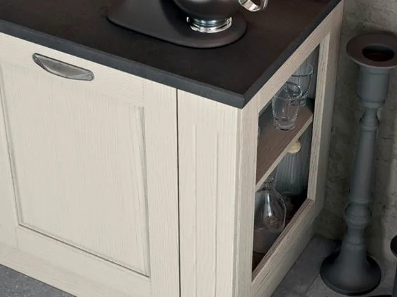Cucina lineare in legno bianca Asolo a prezzo ribassato