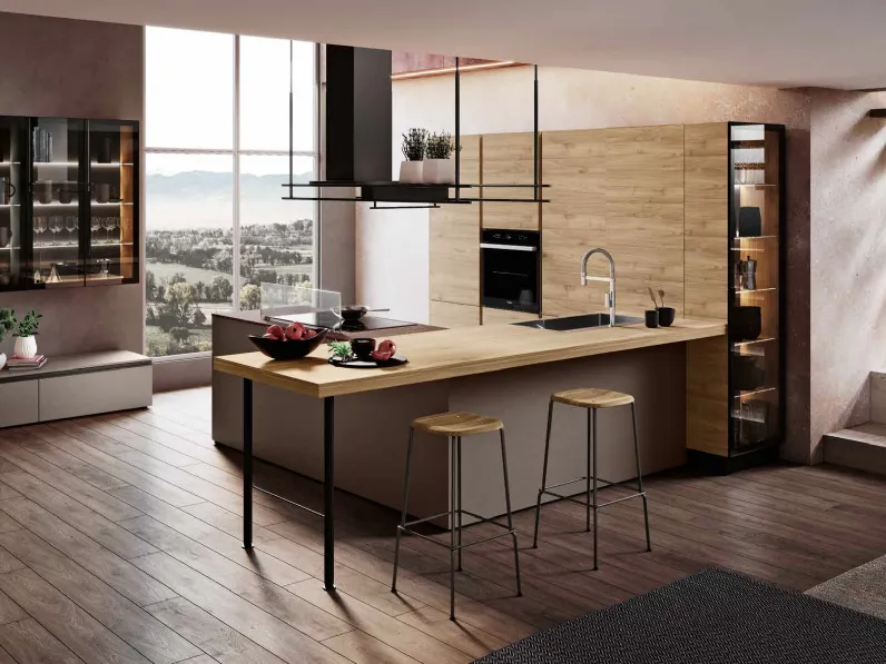 Cucina a prezzo scontato ad angolo moderna Capri bianca e noce Imab