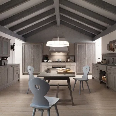 Cucina lineare classica Abete Artigianale a prezzo ribassato