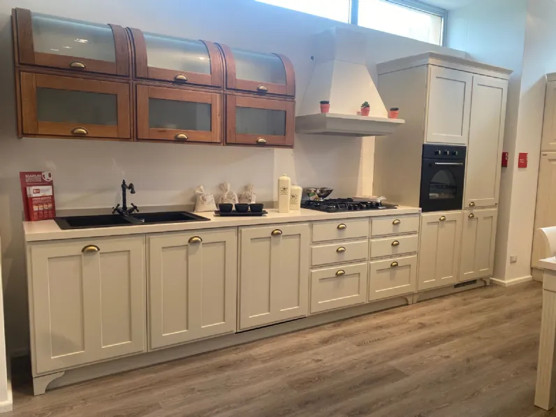 Cucina lineare in legno tortora Favilla a prezzo scontato
