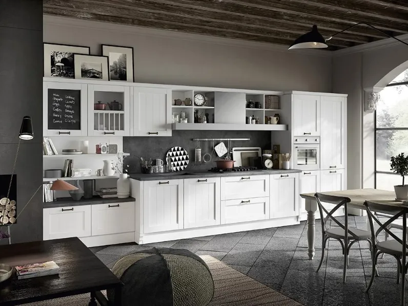 Cucina Spagnol cucine country lineare bianca in laccato opaco Tabia 6