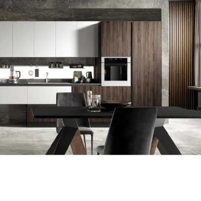 Cucina lineare Cucina bianca moderna lineare bianca e noce dark nuovi mondi cucine Nuovi mondi cucine con uno sconto vantaggioso