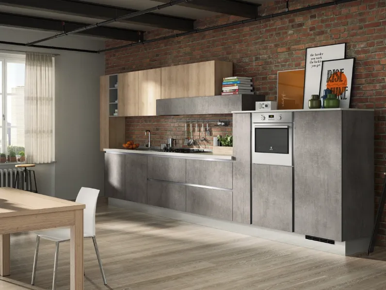 Cucina lineare Cucina cemento  moderna  industrial in offerta Nuovi mondi cucine con un ribasso del 54%