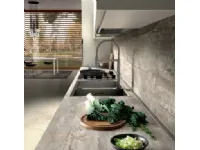 Cucina lineare Cucina completa di elettrodomestici ante cemento spatolato Md work con un ribasso vantaggioso