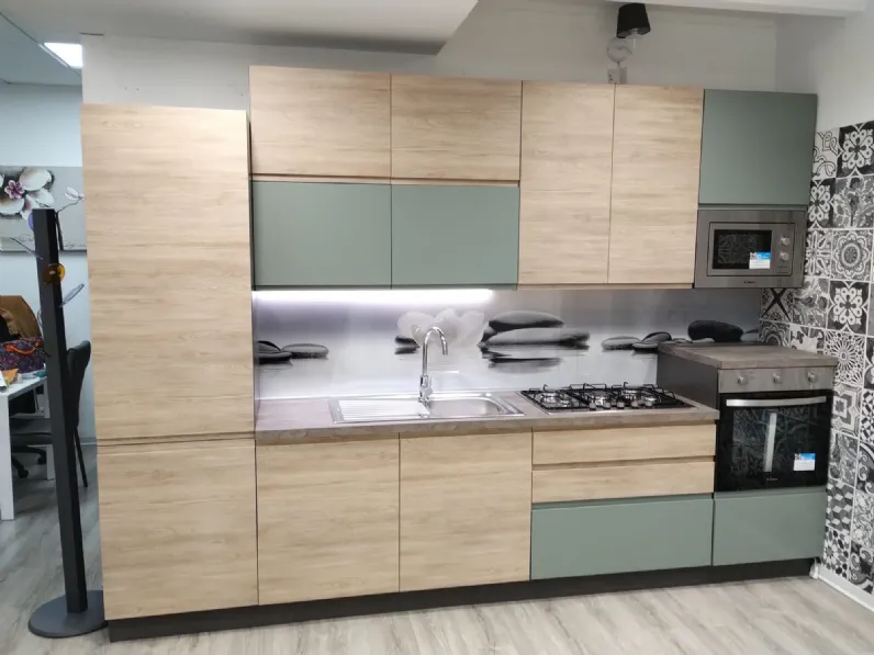 Cucina moderna lineare Cucina new kelly 330 grigio e salvia Artigianale a prezzo scontato