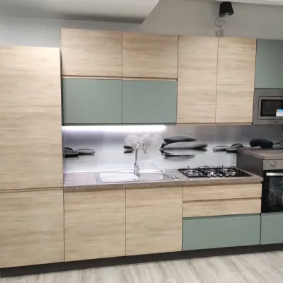 Cucina moderna lineare Cucina new kelly 330 grigio e salvia Artigianale a prezzo scontato