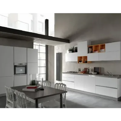 Cucina Artigianale moderna lineare bianca in laminato opaco Delicata