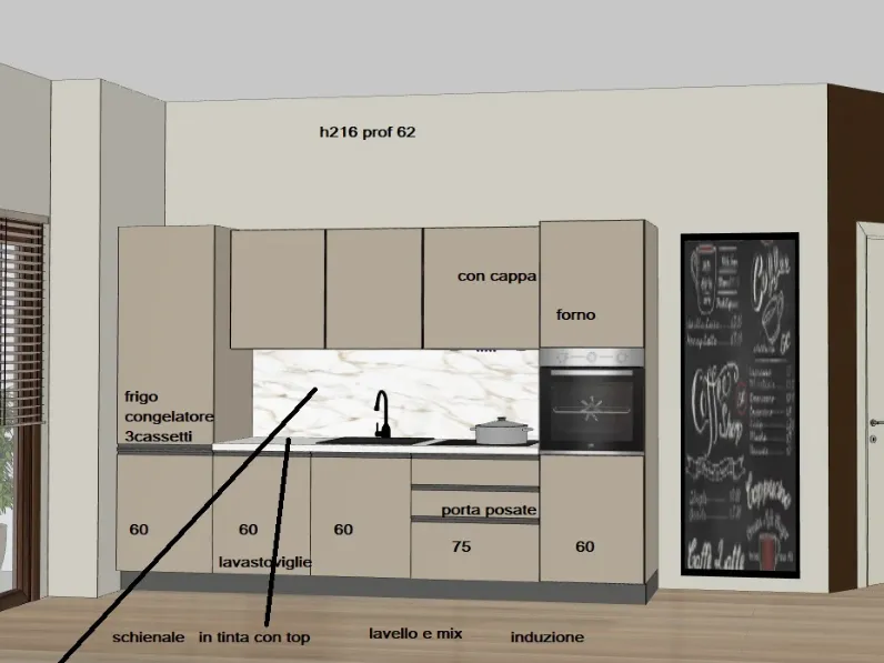 Cucina a PREZZI OUTLET in laminato opaco Gicinque -44%