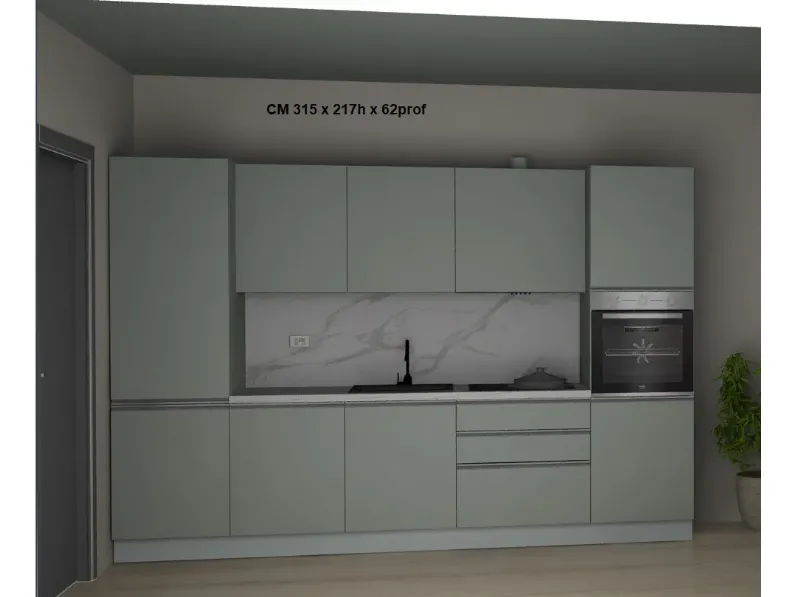 Cucina a PREZZI OUTLET in laminato opaco Gicinque -44%