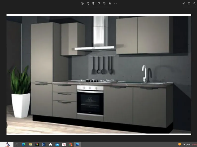 Cucina lineare in hpl grigio Marilin a prezzo ribassato