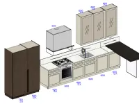 Cucina lineare in laccato opaco grigio Carattere a prezzo ribassato