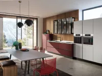 Cucina lineare in laccata opaco rossa M.03 a prezzo scontato