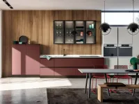Cucina lineare in laccata opaco rossa M.03 a prezzo scontato