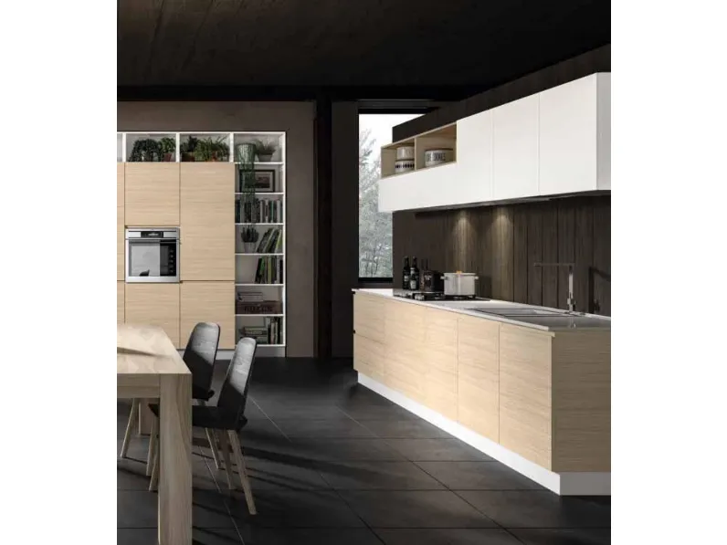 Cucina Essebi moderna lineare bianca in laminato materico Zenit 1