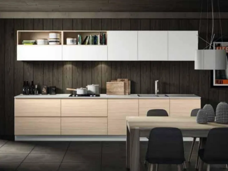 Cucina Essebi moderna lineare bianca in laminato materico Zenit 1