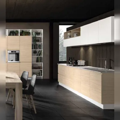 Cucina Essebi moderna lineare bianca in laminato materico Zenit 1
