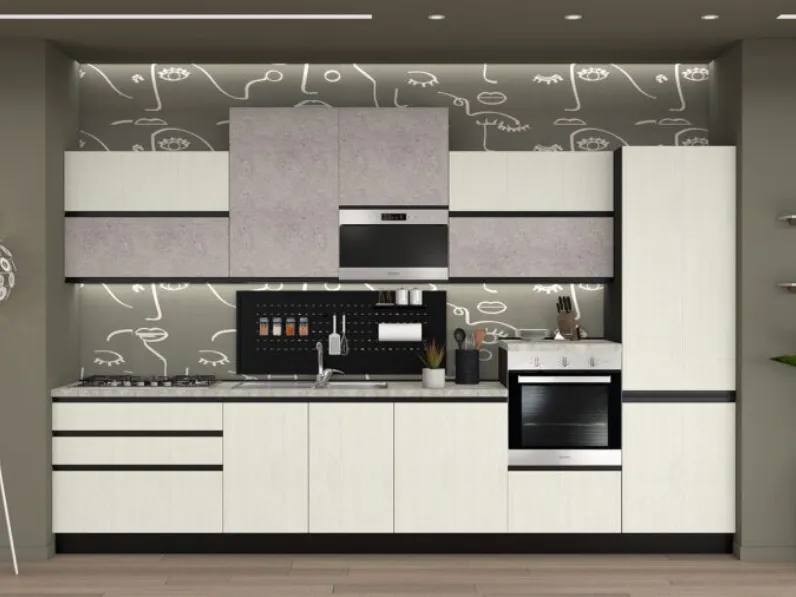 Cucina lineare in laminato materico a prezzo scontato 48%