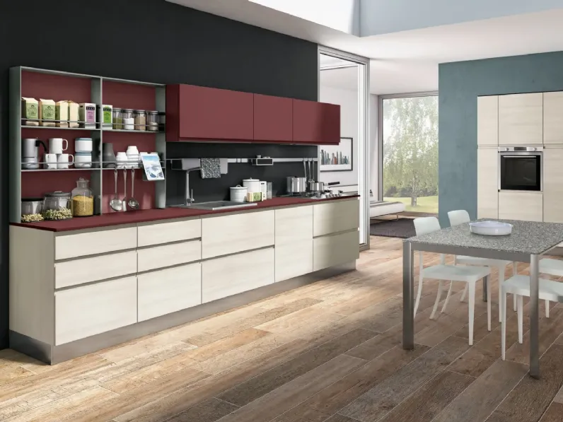 Cucina rossa moderna lineare Creo Jey feel lineare a soli 7000