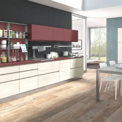 Cucina rossa moderna lineare Creo Jey feel lineare a soli 7000