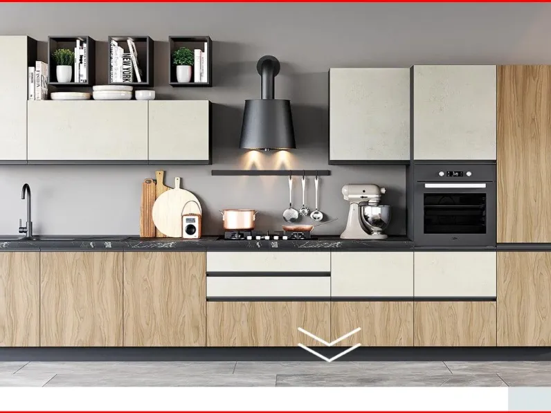 Cucina lineare in laminato materico altri colori Era a prezzo scontato