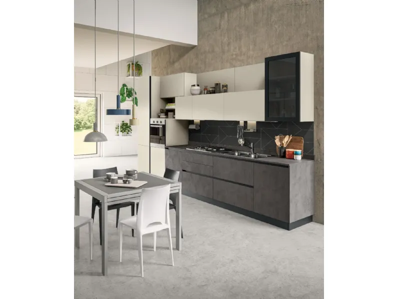 Cucina lineare in laminato materico a prezzo ribassato 30%