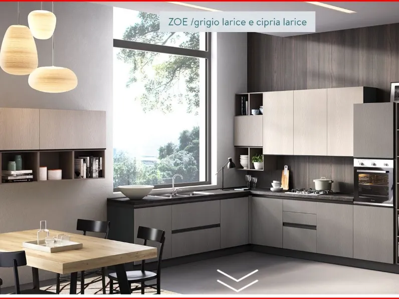 Cucina lineare in laminato materico, 50% di sconto! Lung. 3m.