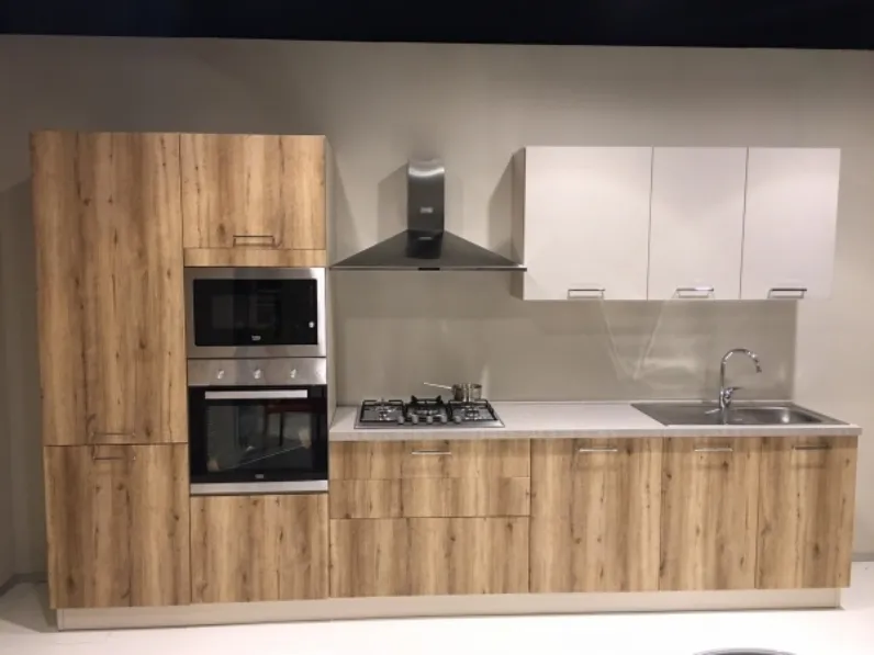 Cucina lineare in laminato materico bianca Cucina clude 360 cm a prezzo ribassato