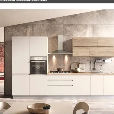 Cucina lineare in laminato materico grigia Giove k a prezzo ribassato