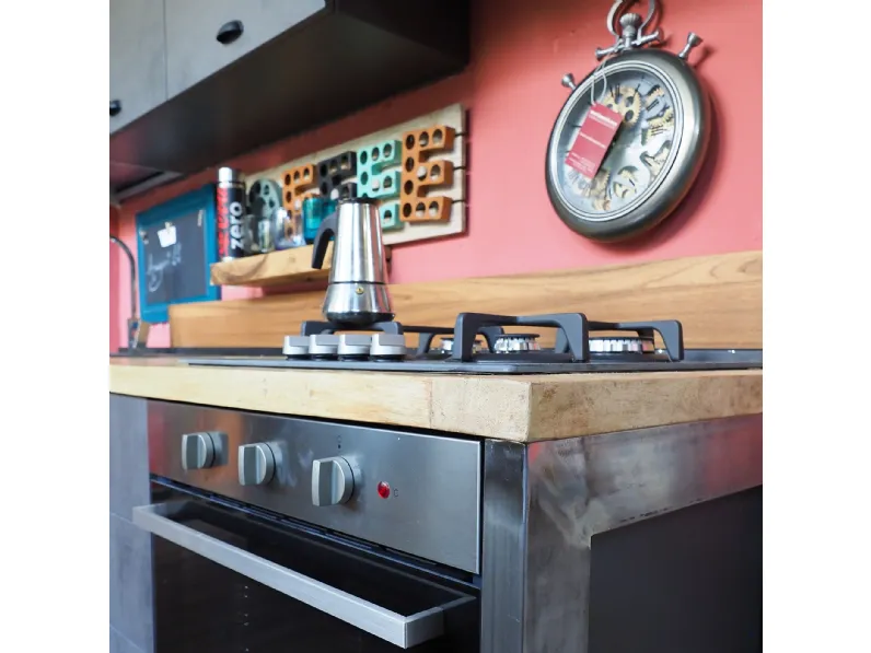 Cucina industrial piano legno lineare Outlet etnico con un ribasso imperdibile