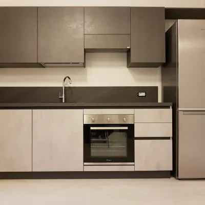 Cucina lineare in laminato materico grigio Evolution a prezzo scontato