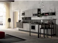 Cucina lineare in laminato materico grigio  industrial glam cemento a prezzo scontato