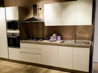 Cucina lineare in laminato materico rovere chiaro Delizia a prezzo scontato