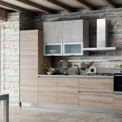 Cucina rovere chiaro moderna lineare Easy mix Ar-due in Offerta Outlet