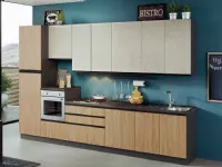 Cucina lineare in laminato materico rovere chiaro Era a prezzo scontato