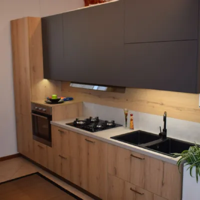 Offerta Outlet: Cucina Kali' Arredo3, rovere chiaro, moderna e lineare.